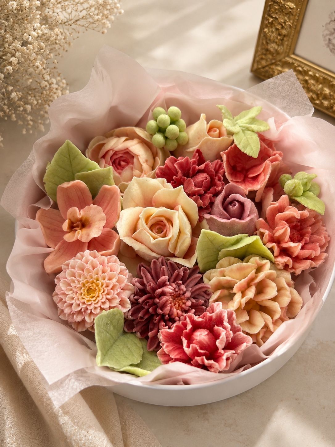 Royal Garden Round Box cutie rotundă albă cu mix premium vintage din bezea